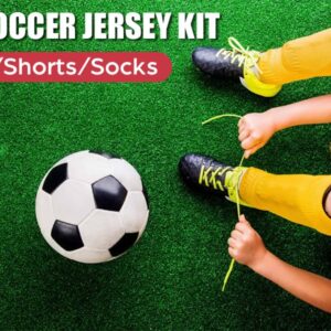 Piseer Soccer Jersey for Kids Boys & Girls No.7 Youth Football Sport Clothing T-Shirt Shorts Set