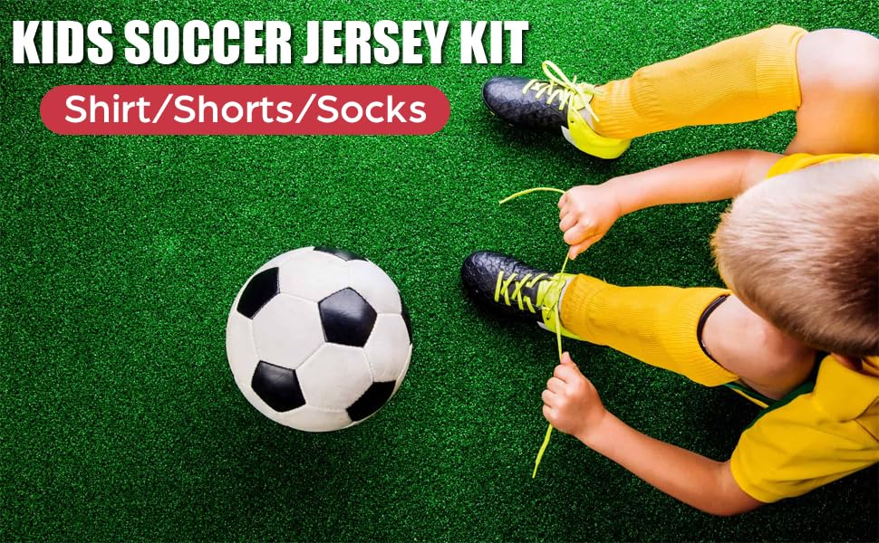 Piseer Soccer Jersey for Kids Boys & Girls No.7 Youth Football Sport Clothing T-Shirt Shorts Set