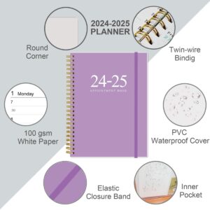 2024-2025 Appointment Book & Planner - A5 2024-25 Daily Hourly Planner from July 2024 - June 2025, Weekly Appointment Book with 30-Minute Interval, Medium 6.4" x 8.5", Purple