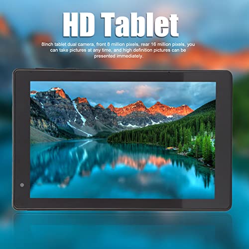 Zyyini 8Inch HD Tablet with Dual Camera, 4GB+64GB, 8000mAh Large Battery, WiFi Tablet PC Dual SIM Dual Standby Dual Camera Large Memory (Black)