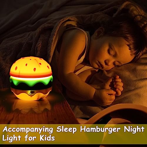 Cute Desk Lamp for Kids, Rechargeable Hamburger Small Desk Lamps with Adjustable Neck Dimmable Touch Switch, Nursery Night Lights, Kawaii Desk Accessories, Kawaii Room Decor for Boys Girls Gifts