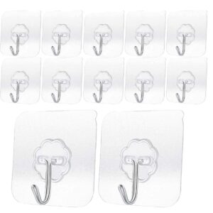 szyikuer heavy duty adhesive hooks 33 lb(max) 15kg,waterproof and oilproof reusable seamless hooks heavy duty wall hook for kitchen bathroom office (transparent small 8 pcs)