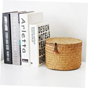 Alipis 3pcs Round Wicker Basket Storage Box with Lid, Multi-Functional, Woven Baskets for Shelf Decor, Practical for Home