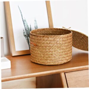 Alipis 3pcs Round Wicker Basket Storage Box with Lid, Multi-Functional, Woven Baskets for Shelf Decor, Practical for Home