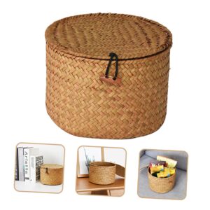 Alipis 3pcs Round Wicker Basket Storage Box with Lid, Multi-Functional, Woven Baskets for Shelf Decor, Practical for Home