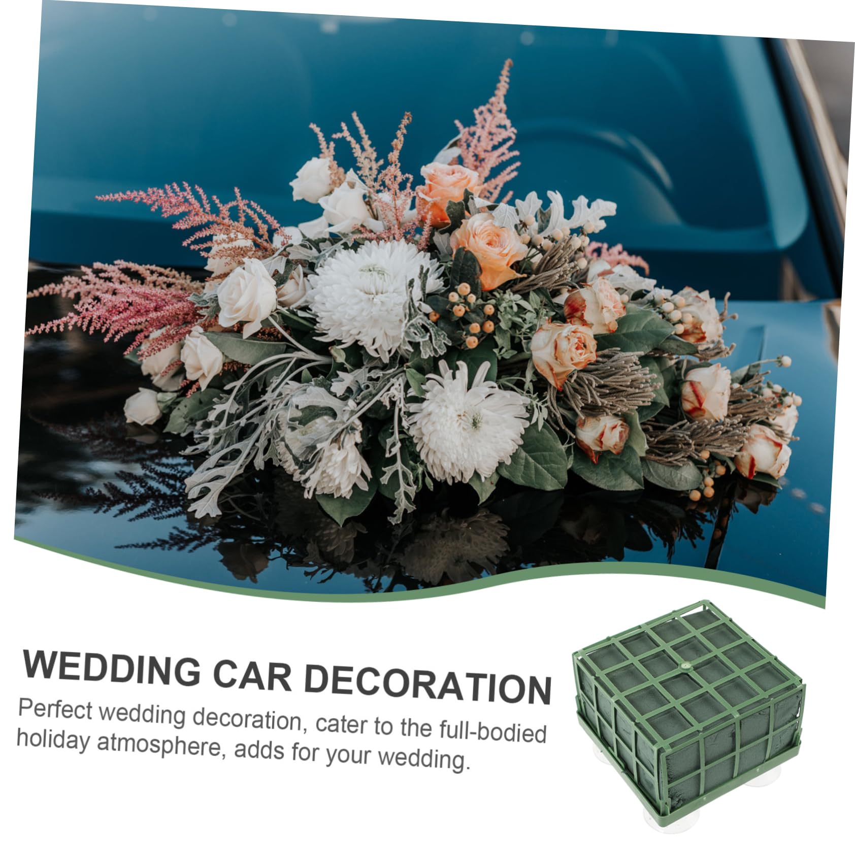 ARTIBETTER 3pcs Greenery Car Ornament Dining Room Table Decor Floral Foam Wedding Decor Car Mount Car Kit Car Decor Flower Sucker Base Fresh Floral Sucker Base Flowers Dining Table