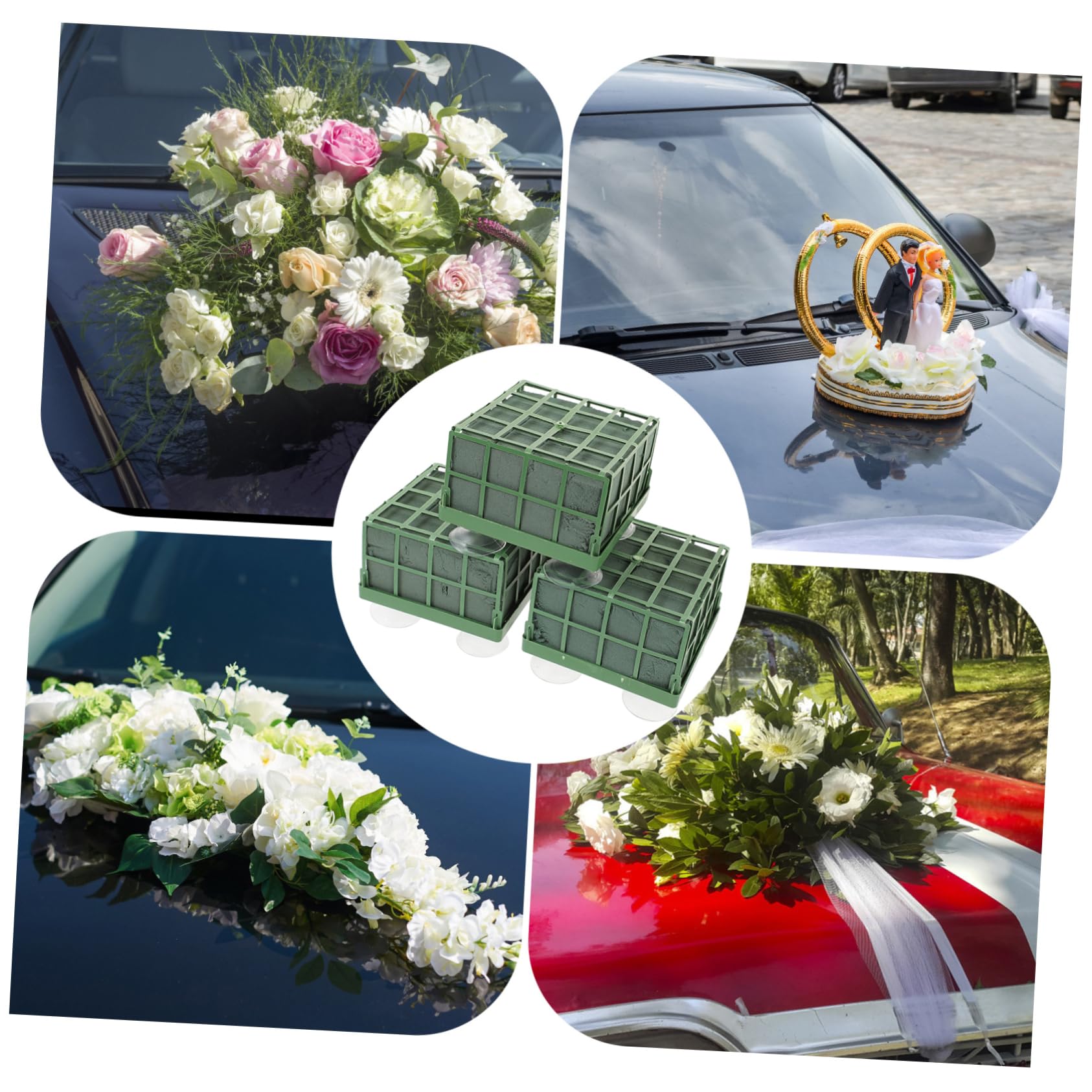 ARTIBETTER 3pcs Greenery Car Ornament Dining Room Table Decor Floral Foam Wedding Decor Car Mount Car Kit Car Decor Flower Sucker Base Fresh Floral Sucker Base Flowers Dining Table