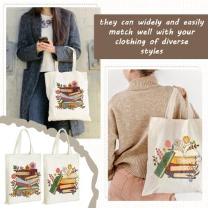 Sweetude 8 Pack Canvas Book Tote Bag Bulk Library Grocery Bag Aesthetic Book Lovers Club Gifts Librarian Bookish Gifts for Readers(Book)