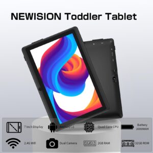 NEWISION Tablet 7 inch,Android Tablets 32GB Storage(512GB Expand),Computer Tablet for Kids,Tablet PC with Quad Core Processor,Dual Camera,WiFi,Type C,Tablet with Case(Black)