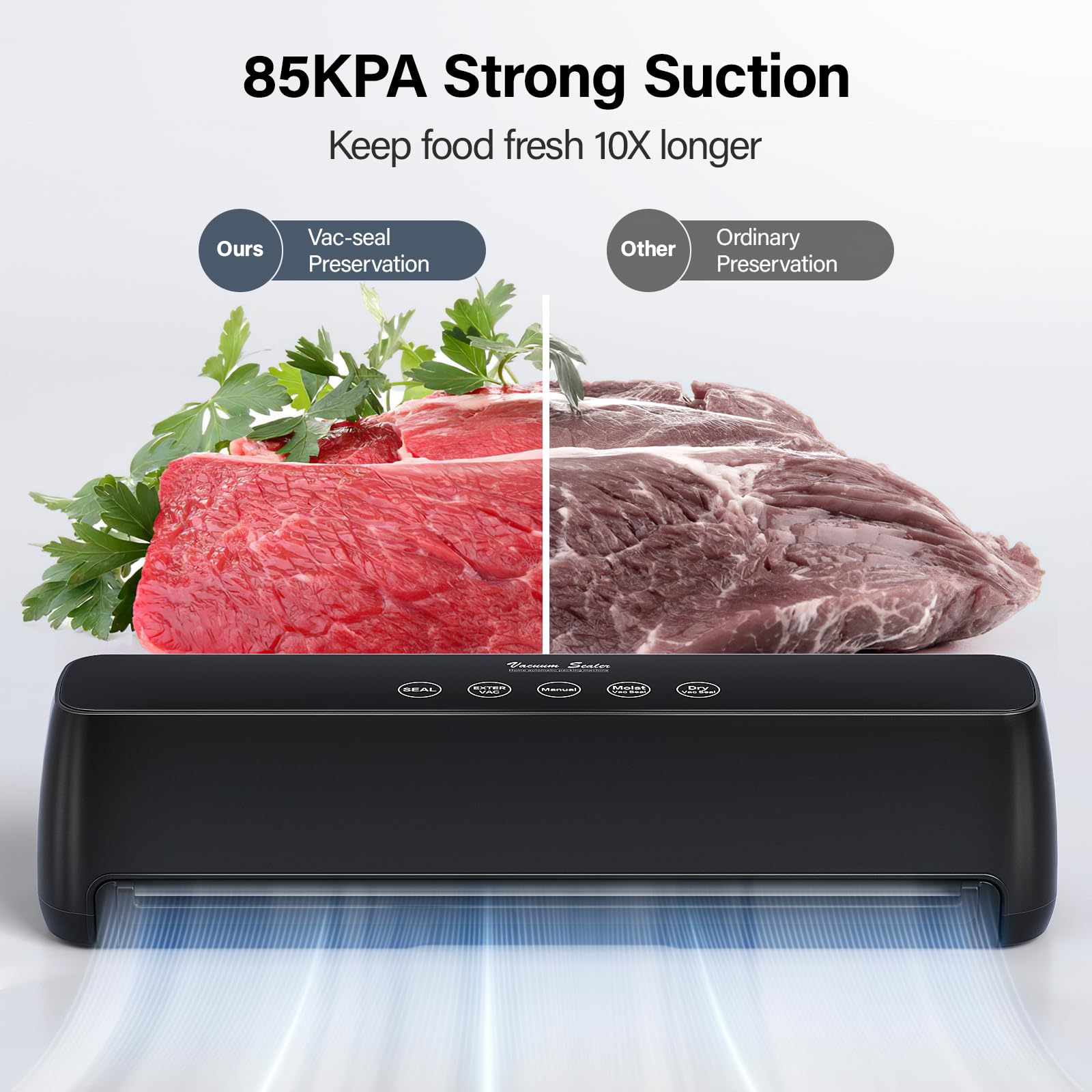 BYUVEVSR Fully Automatic Vacuum Sealer Machine, Hands-Free Operation 5 Functions, Suitable for Sealing Dry and Wet Foods, LED Indicator Compact Design Includes 15 Bags Black 14.9 x 5.9 x 2.28 AP-10-B