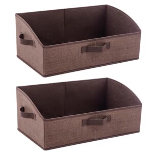 zenlux 2 packs cube storage bins,foldable trapezoid storage bins with handles,closet fabric baskets for organizing toys,clothes,books and office supplies shelves (brown)