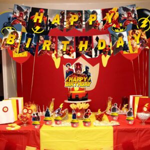 Flash Party Supplies,Birthday Party Decorations for Flash Movie 2023 for kids with happy birthday banner,cake topper ,balloons for Flash Movie theme birthday party decorations
