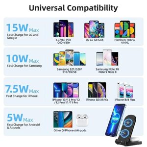 Wireless Charger for iPhone/Samsung/AirPods, 2-in-1 iPhone Charger Fast Charging, Wireless Charging Station for iPhone14/13/12/11/Pro/Max/SE/XS/XR/X/8 Plus/8, AirPods/Google/LG/Sony, etc