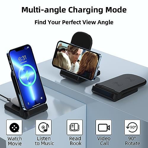 Wireless Charger for iPhone/Samsung/AirPods, 2-in-1 iPhone Charger Fast Charging, Wireless Charging Station for iPhone14/13/12/11/Pro/Max/SE/XS/XR/X/8 Plus/8, AirPods/Google/LG/Sony, etc