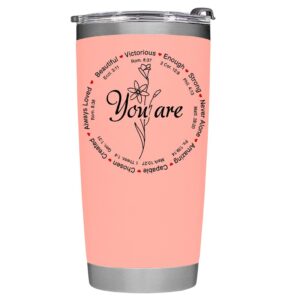 soulvibe christian gifts for women - religious gifts for women faith - mothers day gifts - christmas gifts for women, mom, grandma, sister, auntie - you are beautiful - 20oz tumbler, pink