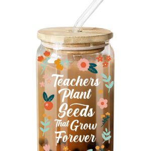 NewEleven Gifts For Teacher - Teacher Gifts For Women - Teacher Appreciation Gifts, Thank You Teacher Gifts, Teacher Retirement Gifts - End Of Year Teacher Gifts From Student - 16 Oz Coffee Glass