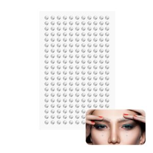 medsuo 220pcs 4mm rhinestone stickers face gem stickers acrylic glitter self adhesive jewel stickers bling body gems stick on diamonds for crafting, eye, nail, party, rave festival, make up (silver)