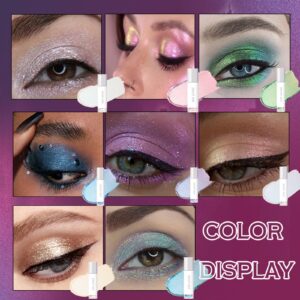 Easilydays 8 Colors Glitter Eyeshadow Liquid, Metallic Chameleon Eyeshadow Polarized Light Not Smudged Eye Shadow, Multi-Dimensional Finish For Bold Eye Looks Eye Makeup for Women and Girls Eye Brightening Flash Makeup (#03)