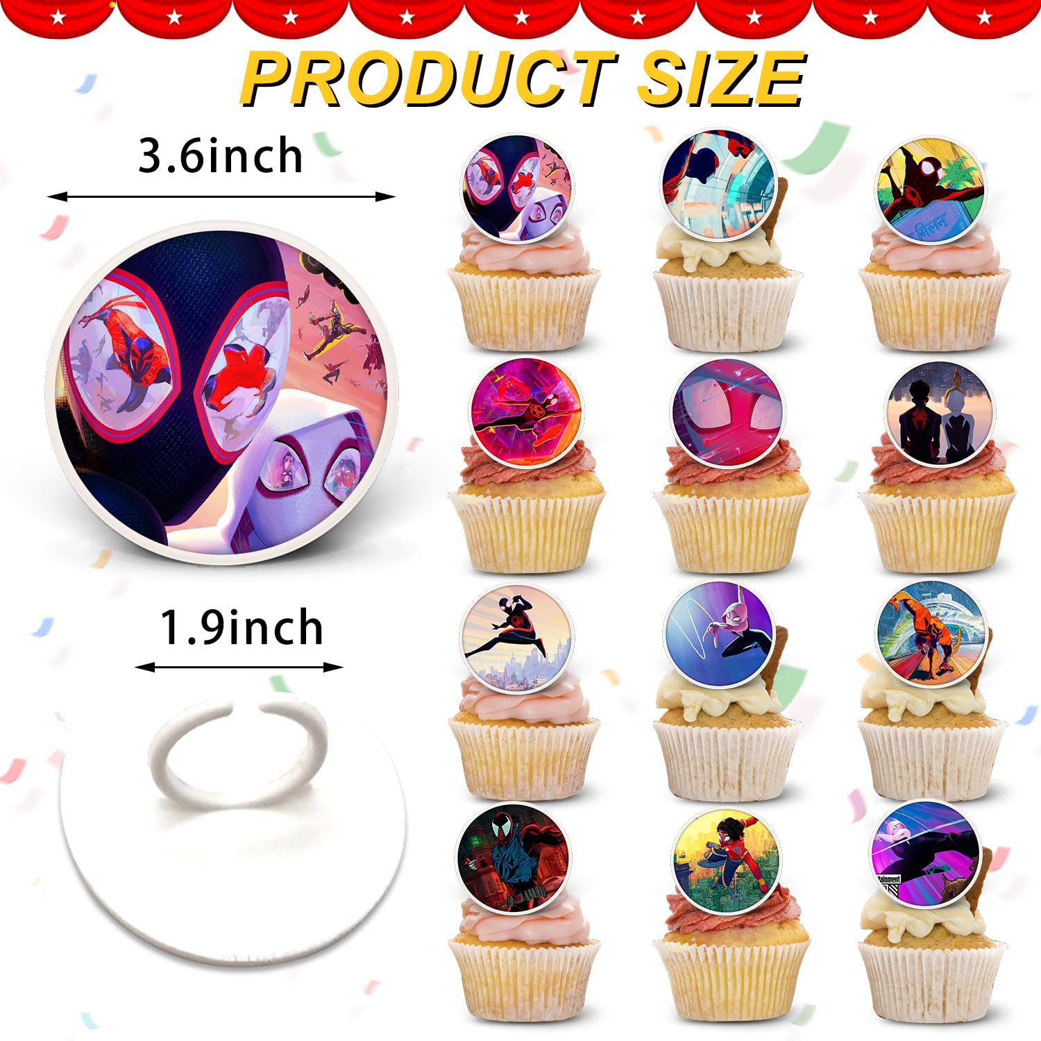 24pcs Spider Cake Toppers Cupcake Ring Decor for Kids Spider Theme Birthday Party Supplies Baking Decorations Party Favors