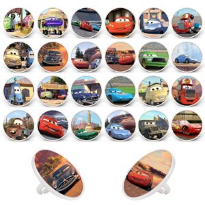 24pcs cars cake toppers cupcake ring decor for kids cars theme birthday party supplies baking decorations party favors