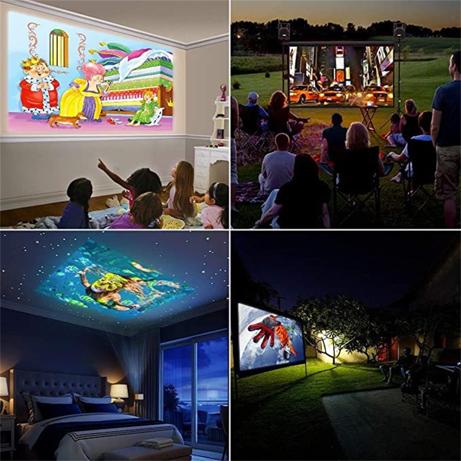 Portable 1080p Outdoor Movie Mini Projector - Home Movie LED Video Outdoor Movie Stereo Projector With USB HDMI Interface And Remote Control for Videos TV Dramas Photo Sharing