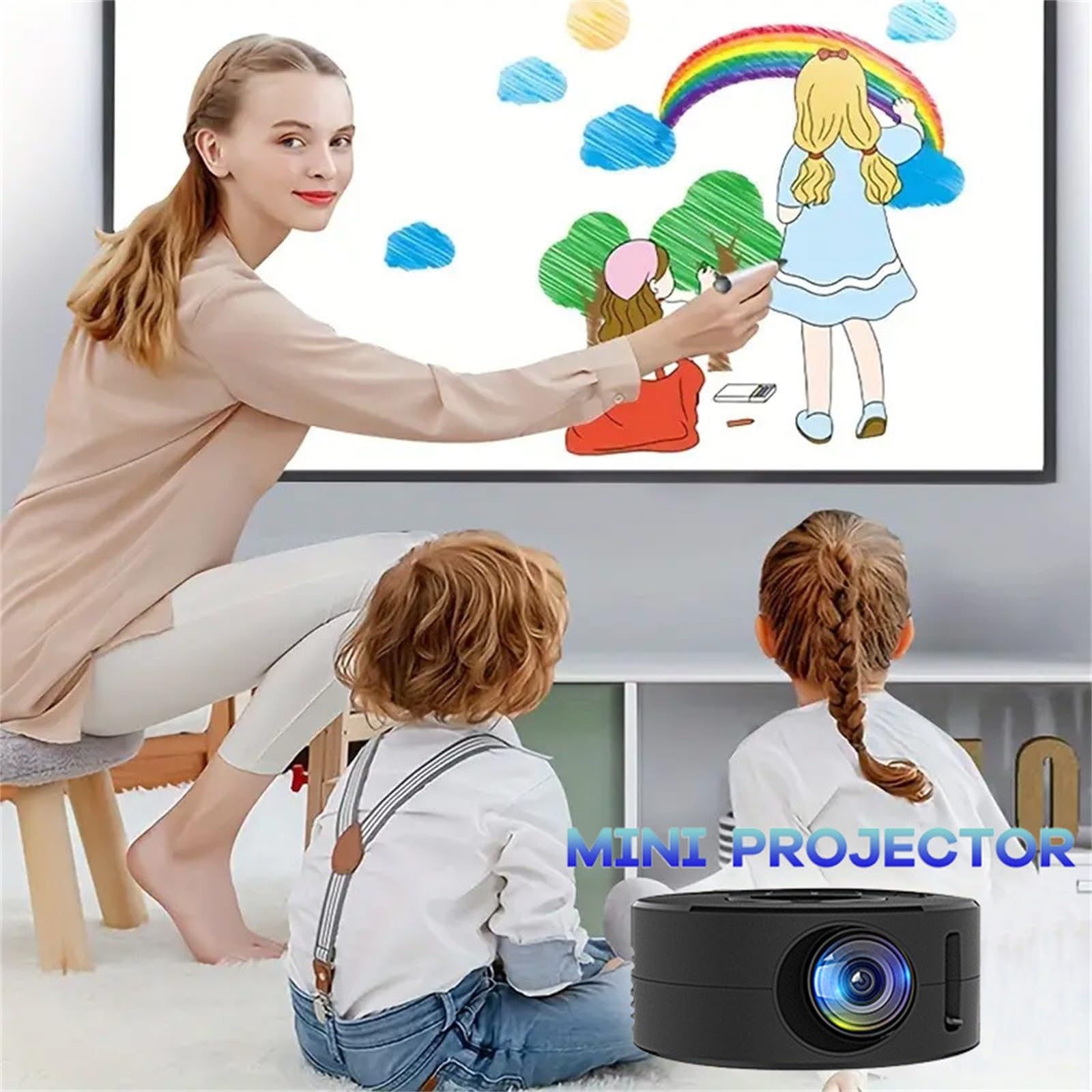 Portable 1080p Outdoor Movie Mini Projector - Home Movie LED Video Outdoor Movie Stereo Projector With USB HDMI Interface And Remote Control for Videos TV Dramas Photo Sharing