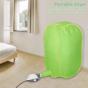 Portable Clothes Dryer, 800W Portable Dryer for Apartments, Foldable Drying Machine for Home Travel, Multifunctional Dryer Kit with Clothes Hangers, Green