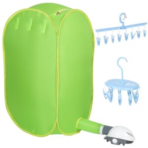 Portable Clothes Dryer, 800W Portable Dryer for Apartments, Foldable Drying Machine for Home Travel, Multifunctional Dryer Kit with Clothes Hangers, Green