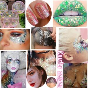 9 Pack Body Glitter Gel, Mermaid Sequin Chunky Glitter Face Hair Nail Lip Glitter Gel Lasting Sparkling Lotion Glitter Liquid Eye Shadow for Festival Birthday Makeup Party