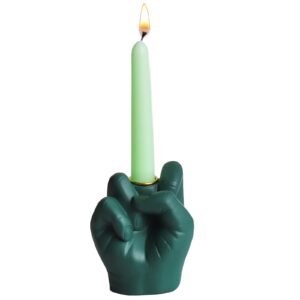 dumeina funny hand shaped candlestick for taper candles, decorative candle holders for party,wedding,dinning,home decorations,fits 0.86 inch thick candle&led candles(green)