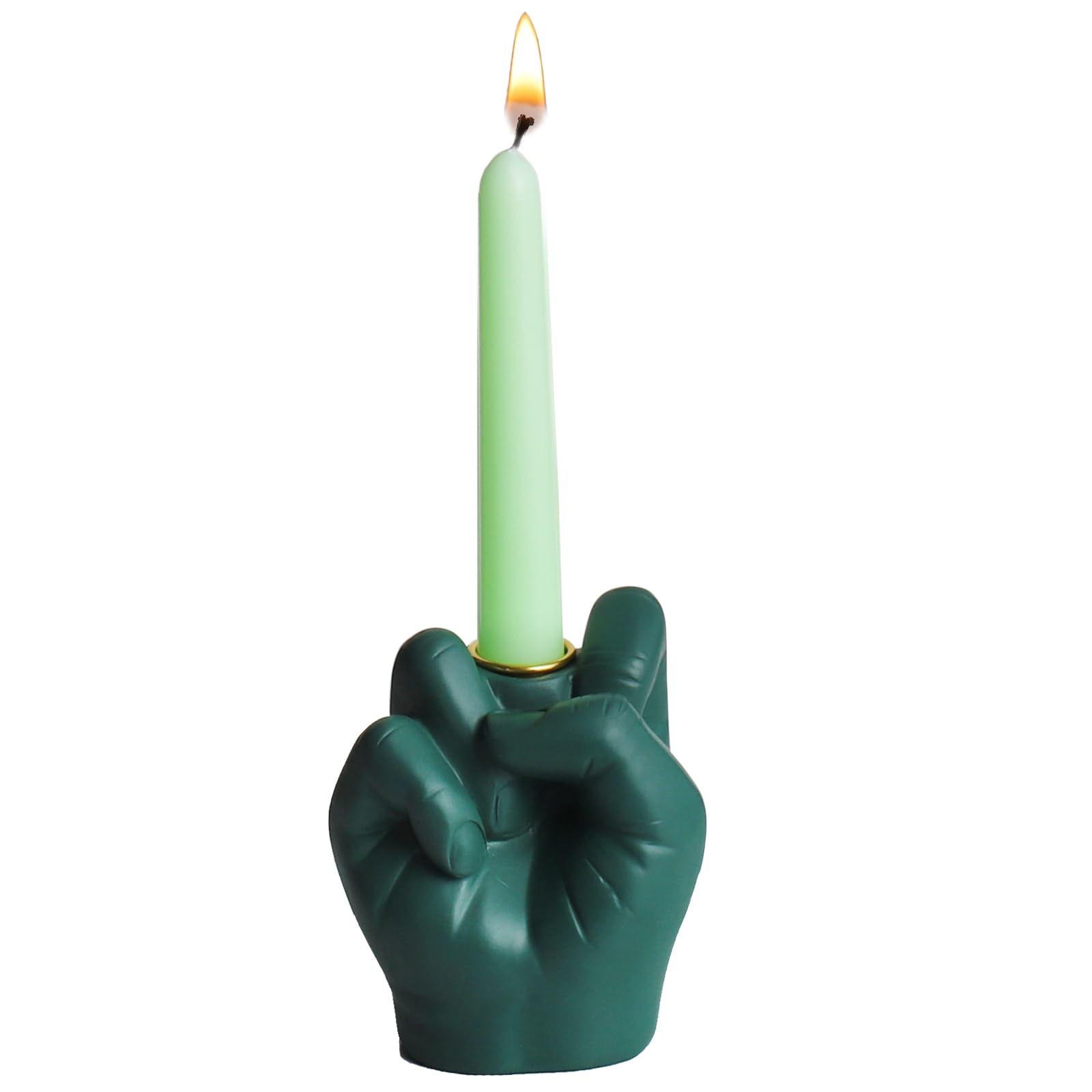 DUMEINA Funny Hand Shaped Candlestick for Taper Candles, Decorative Candle Holders for Party,Wedding,Dinning,Home Decorations,Fits 0.86 Inch Thick Candle&Led Candles(Green)