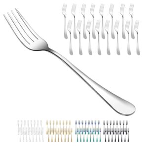 ititt 16 piece dinner forks, 8 inch, top food grade extra-fine stainless steel silverware forks，silverware set, dishwasher safe （silver)