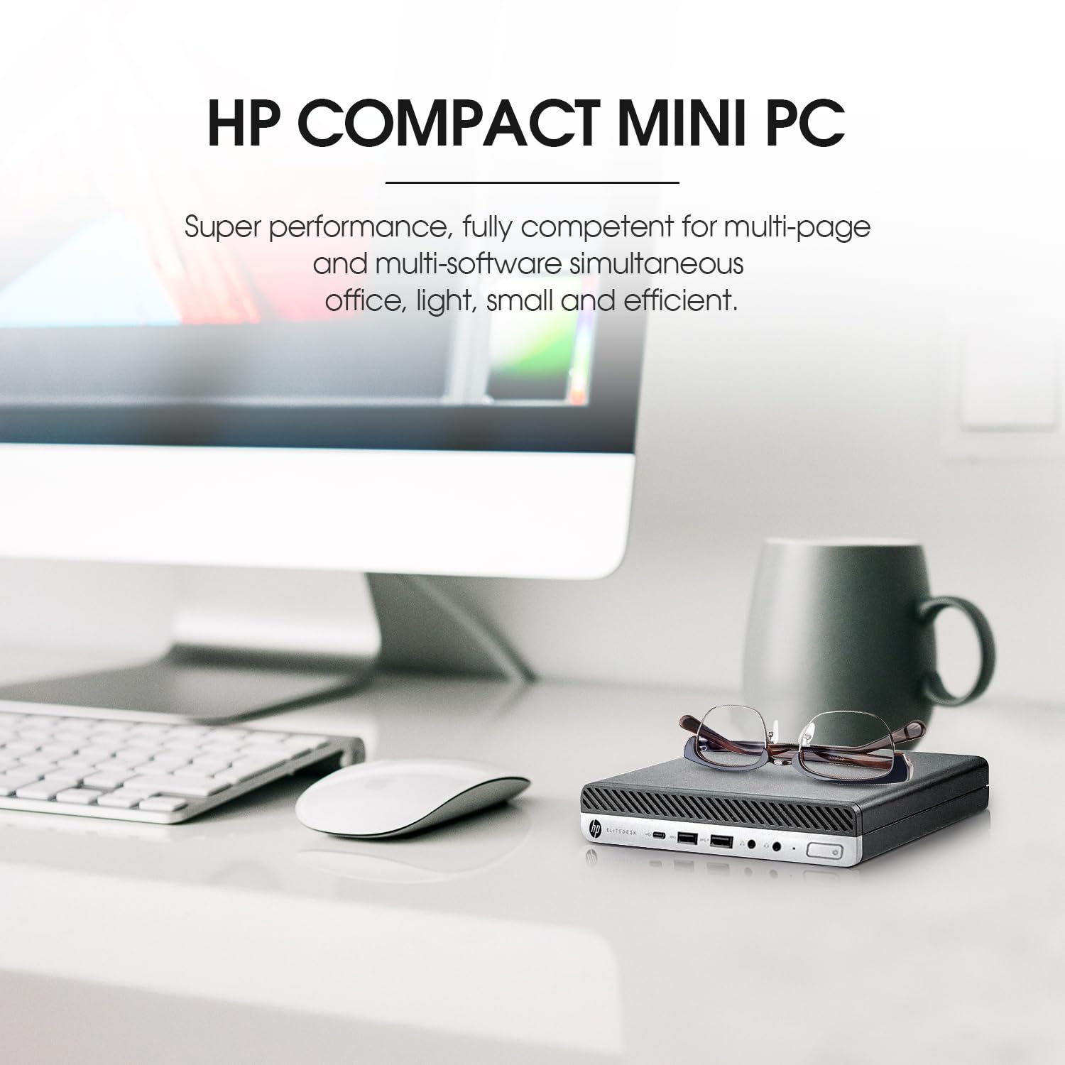 HP EliteDesk 800 G4 Mini Business Desktop - 8th Gen i5-8600T, 8GB DDR4 RAM, NVMe 256GB SSD, WiFi, Wired Keyboard & Mouse,Windows 10 Pro (Renewed)
