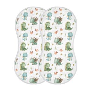 burbuja cute dragon muslin baby burp cloths, soft & absorbent cotton burping rags for newborn boys & girls, 2 pack