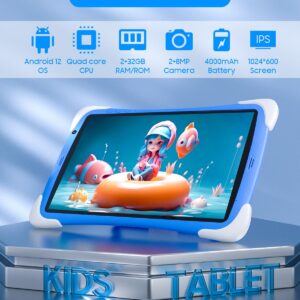 Kids Tablet Toddler Tablet 10 inch Android 12 Tablet for kid, 32GB Tableta for Boys Girls 2GB RAM WiFi Dual Camera 10.1" IPS Safety Eye Protection Screen Parental Control APP Latest Model Kid Tablets