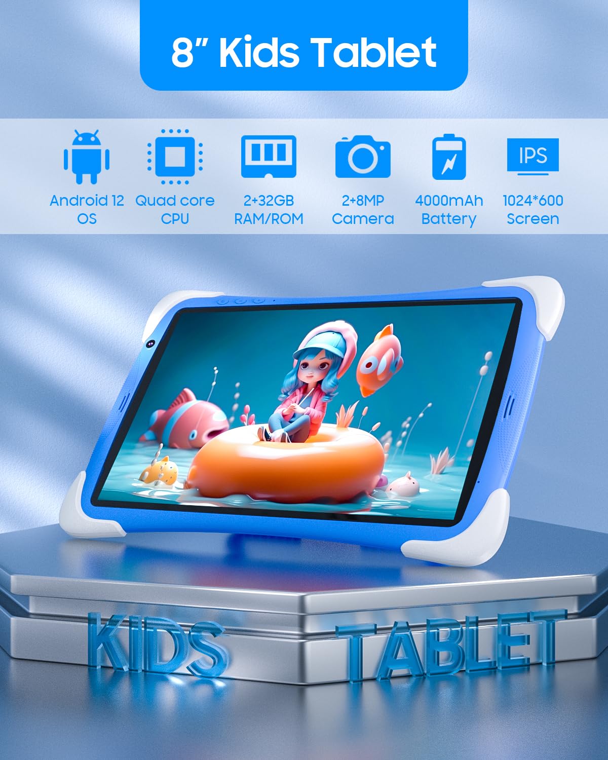 Kids Tablet Toddler Tablet 10 inch Android 12 Tablet for kid, 32GB Tableta for Boys Girls 2GB RAM WiFi Dual Camera 10.1" IPS Safety Eye Protection Screen Parental Control APP Latest Model Kid Tablets