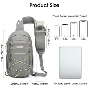 G4Free Sling Bag Backpack RFID Blocking Crossbody with Front Pocket Hiking Daypack Outdoor Chest Bag for Women Men Grey