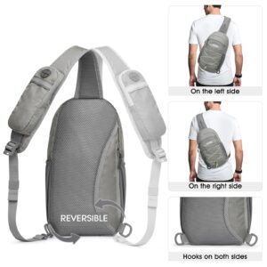 G4Free Sling Bag Backpack RFID Blocking Crossbody with Front Pocket Hiking Daypack Outdoor Chest Bag for Women Men Grey