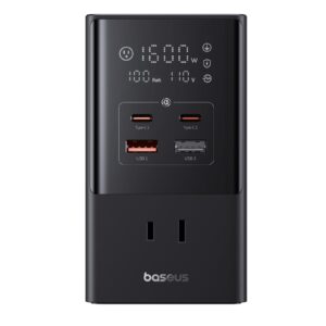 Baseus Charging Station, 10 in 1 USB Power Strip 35W with 1200J Surge Protector, 6 AC + 2 USB-C + 2 USB-A Port, Fast Charging Desktop Charger for iPhone 15/14 Series, iPad, Game, Home, Office (35W)