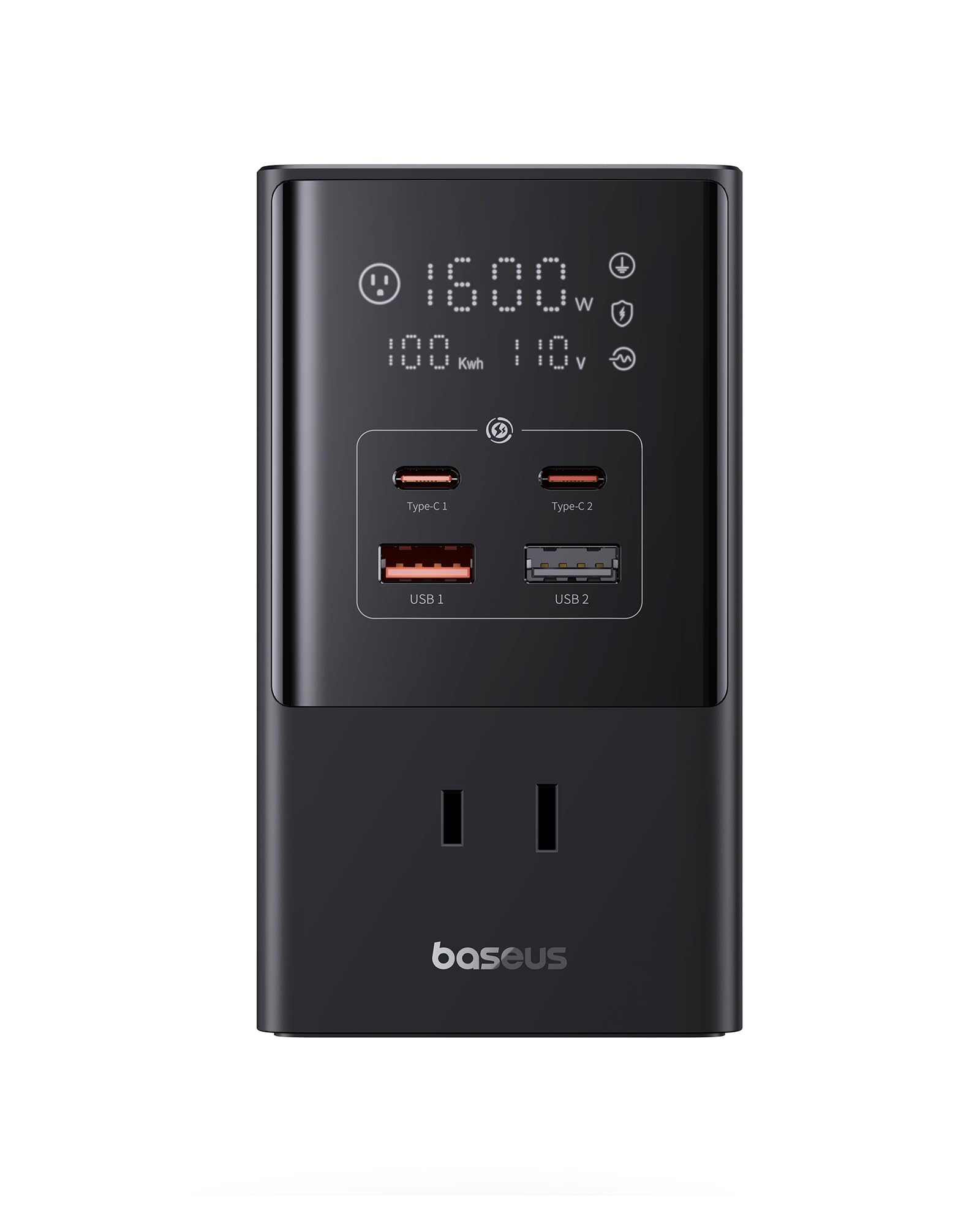 Baseus Charging Station, 10 in 1 USB Power Strip 35W with 1200J Surge Protector, 6 AC + 2 USB-C + 2 USB-A Port, Fast Charging Desktop Charger for iPhone 15/14 Series, iPad, Game, Home, Office (35W)