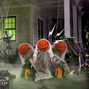 yujun halloween animated zombie groundbreaker decoration halloween led activation props movable scary pumpkin ghost induction sound glowing eyes for halloween outdoor indoor yard garden decor