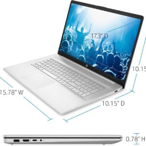 HP 17 17.3" Touchscreen HD+ Laptop Computer, Quad-Core AMD Ryzen 3 5300U (Beat i3-1115G4), 8GB DDR4 RAM, 512GB PCIe SSD, WiFi 6, Bluetooth 5.2, Natural Silver, Windows 11 Home, BROAG Cable