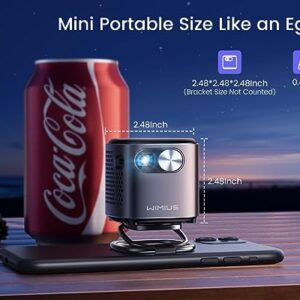 Mini Projector with Android TV, DLP and Rechargeable Battery, WiMiUS Pico Pocket Portable Projector with WiFi Bluetooth, 360°Speaker, 1080P Support, Wireless Smart Outdoor Projector for Phone/HDMI/USB