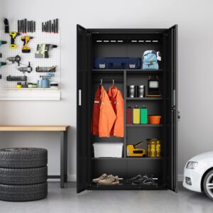 topkey metal storage locker cabinet for home office and garage with adjustable shelves and lockable door