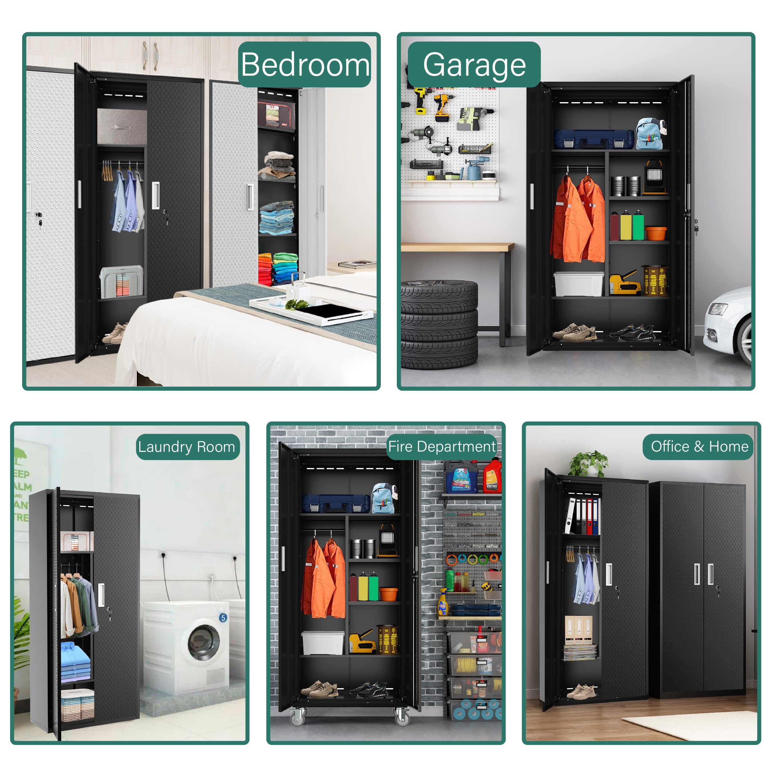 TOPKEY Metal Storage Locker Cabinet for Home Office and Garage with Adjustable Shelves and Lockable Door