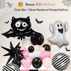 Pink black orange halloween balloon garland arch kit 136pcs with bat ghost foil balloons for girl baby shower happy boo day spooky one 1st birthday decorations