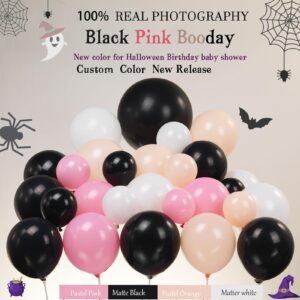 Pink black orange halloween balloon garland arch kit 136pcs with bat ghost foil balloons for girl baby shower happy boo day spooky one 1st birthday decorations