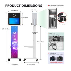 RAUBAY Camera Photo Booth Machine, Portable DSLR Selfie Station with 15.6" Touch Screen PC, APP Control LCD Screen Metal Shell Stand, RGB Fill Light, Flight Case for Wedding, Parties, Rental Business