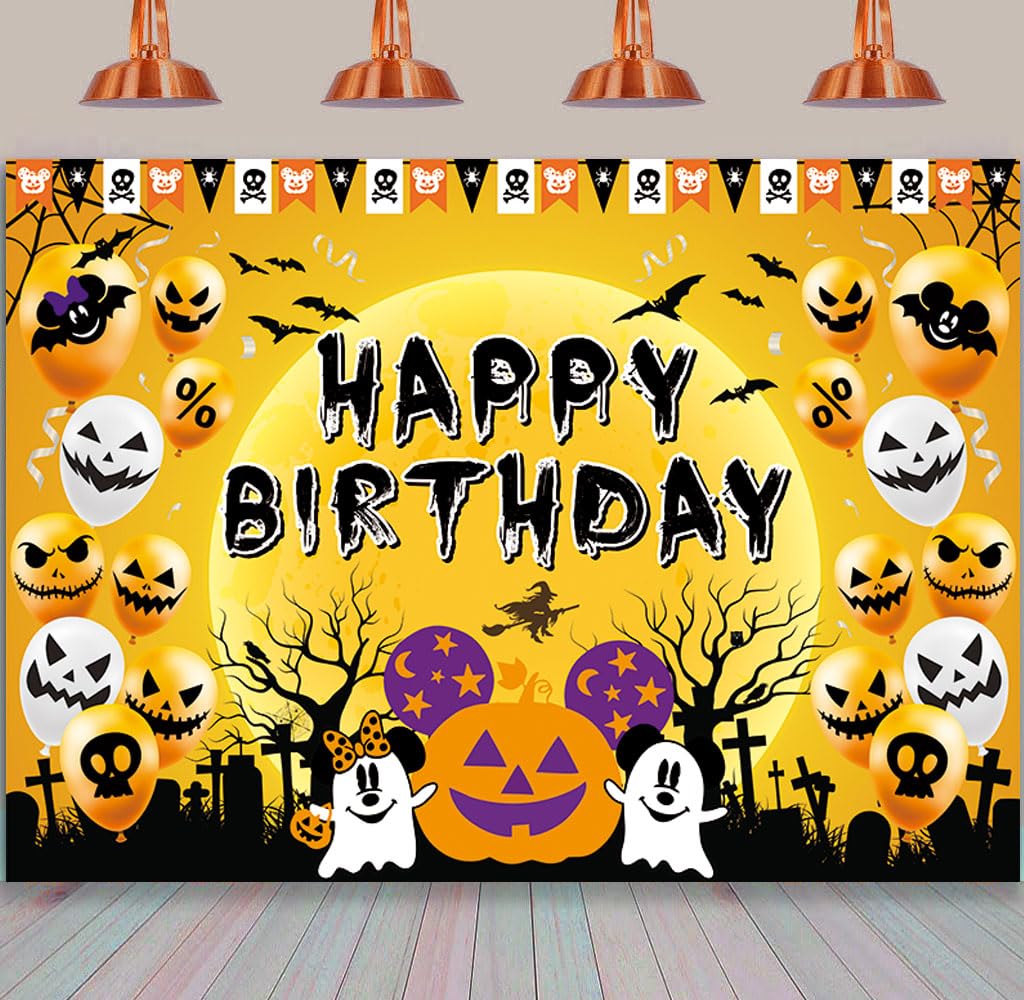 Halloween Backdrop Halloween Birthday Party Decorations Halloween Pumpkin Head for Children Birthday Happy Banner Halloween Baby Shower Props Banner Photo Decorations 5x3ft