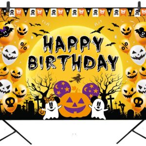 Halloween Backdrop Halloween Birthday Party Decorations Halloween Pumpkin Head for Children Birthday Happy Banner Halloween Baby Shower Props Banner Photo Decorations 5x3ft